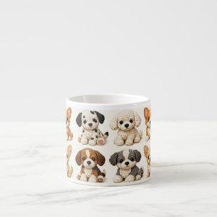 Adorable Knitted Puppies Pattern Espresso Cup