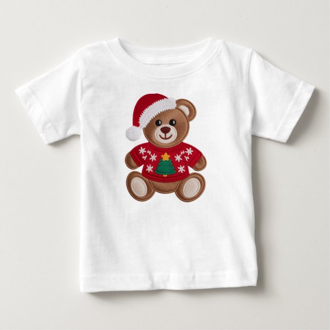 Adorable Knitted Teddy Bear Christmas Sweater  (Front)