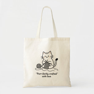 Adorable Knitting Cat Cute Pet Parent Artists Tote Bag