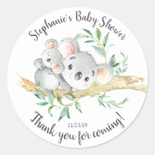 Adorable Koala Bear  Baby Shower Favour Classic Round Sticker