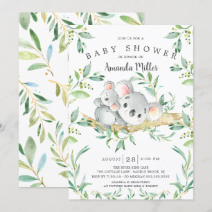 Adorable Koala Bear Baby Shower Invitation