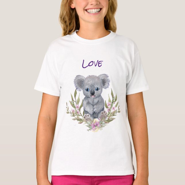 Adorable Koala Bear Floral T-Shirt (Front)