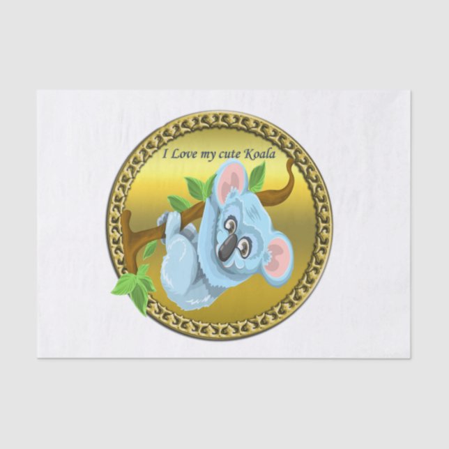 Adorable koala bear hanging on a tree branch tissue paper (Front)