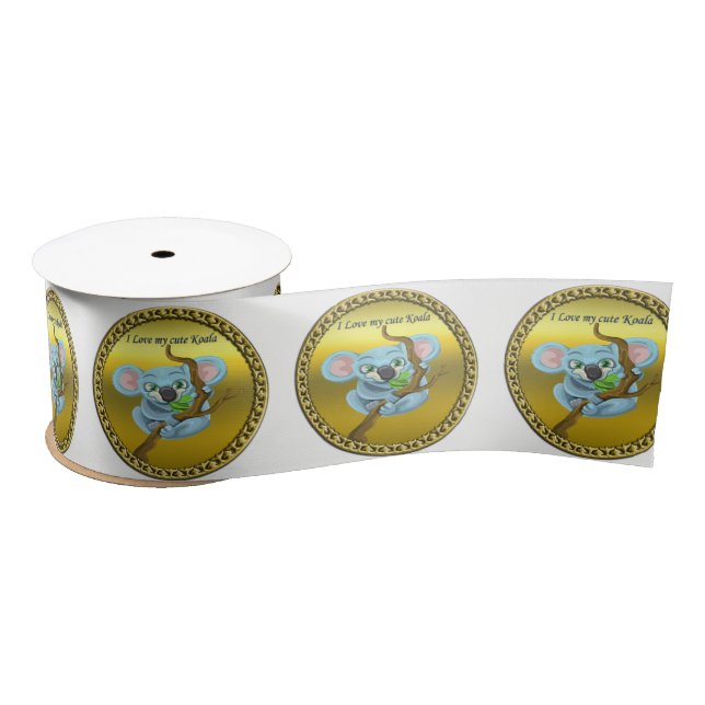 Adorable koala bear in a tree in the forest satin ribbon (Spool)