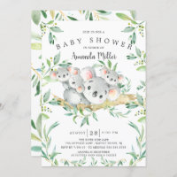 Adorable Koala BearTriplets Baby Shower
