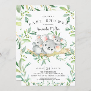 Adorable Koala BearTwins Baby Shower Invitation