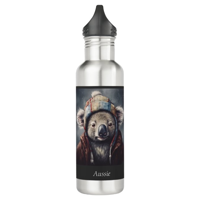 Adorable koala wearing cute hat cusomizable  710 ml water bottle (Left)