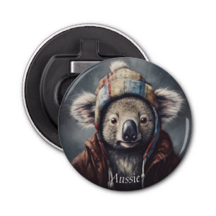 Adorable koala wearing cute hat cusomizable  bottle opener
