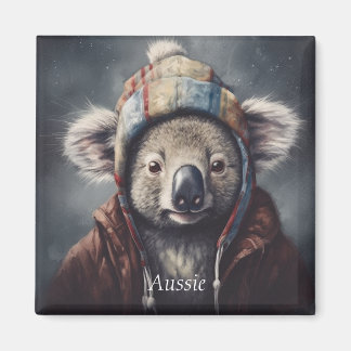 Adorable koala wearing cute hat cusomizable magnet