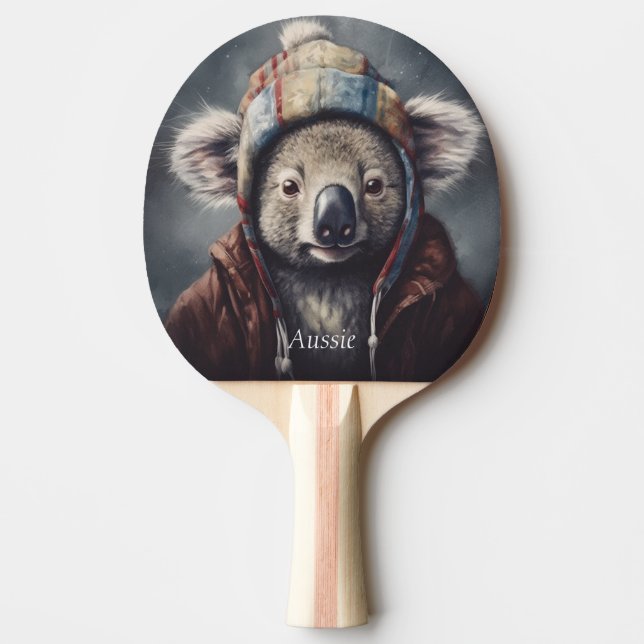 Adorable koala wearing cute hat cusomizable  ping pong paddle (Front)