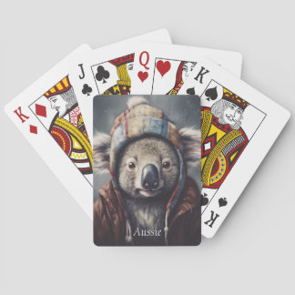 Adorable koala wearing cute hat cusomizable playing cards