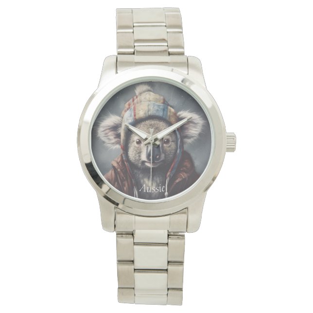 Adorable koala wearing cute hat cusomizable  watch (Front)