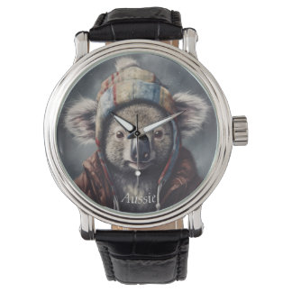 Adorable koala wearing cute hat cusomizable watch