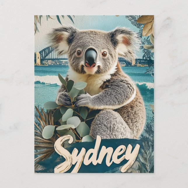 Adorable Koala with Sydney Harbour Bridge Holiday Postcard (Front)