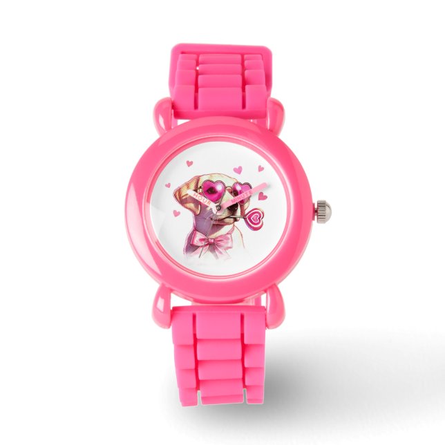 Adorable Labrador Valentine Kids' Watch (Front)