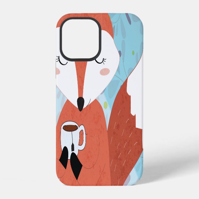 Adorable Lady Fox Leaf Background iPhone Case (Back)