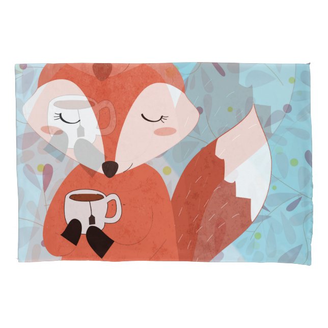 Adorable Lady Fox Leaf Background Pillowcase (Front)
