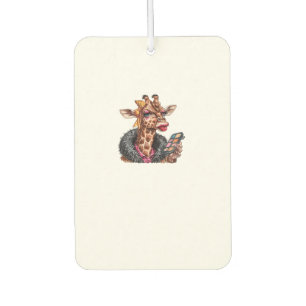 Adorable Lady Giraffe Applying Makeup With Big Eye Car Air Freshener