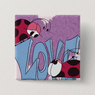 Adorable Ladybug Love Cartoon 15 Cm Square Badge