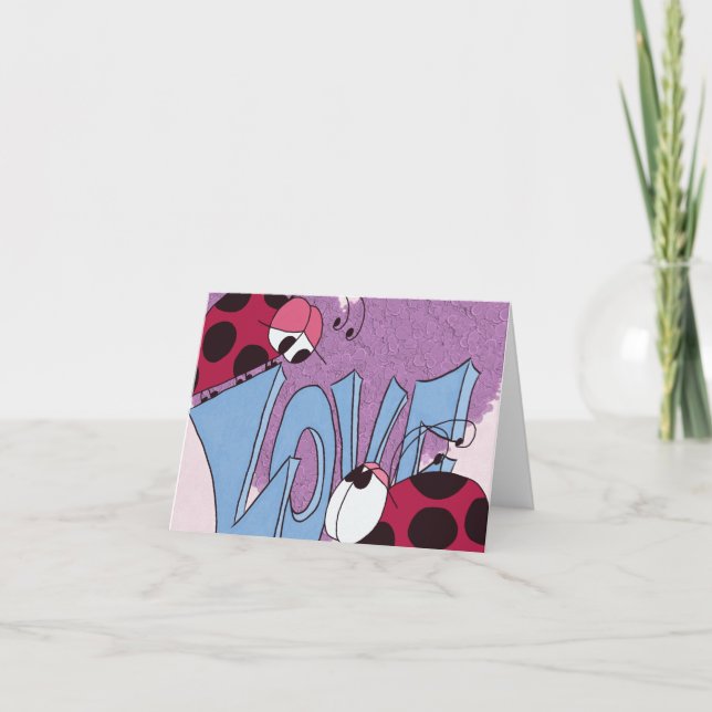 Adorable Ladybug Love Cartoon Card (Front)