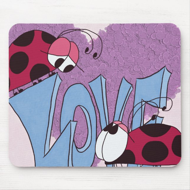 Adorable Ladybug Love Cartoon Mouse Mat (Front)