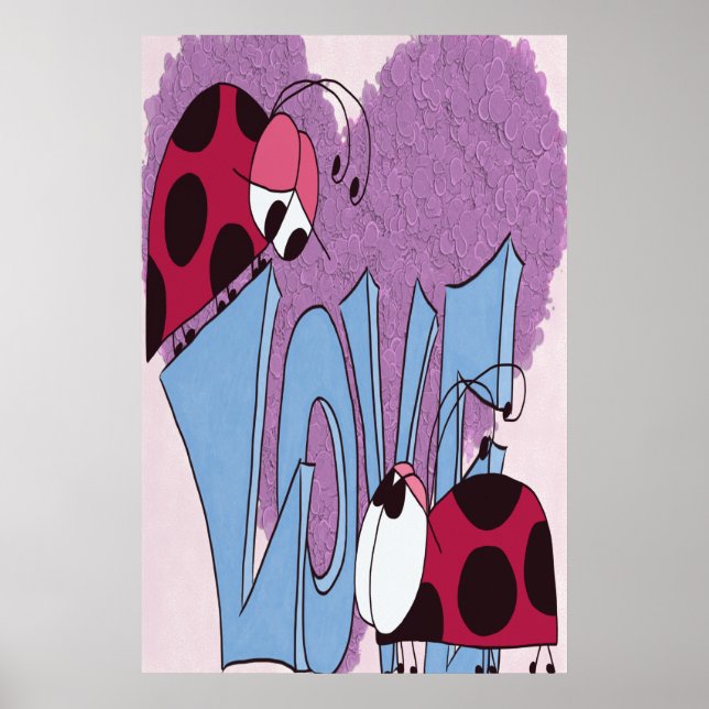 Adorable Ladybug Love Cartoon Poster (Front)