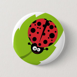 Adorable Ladybug on a Leaf 6 Cm Round Badge