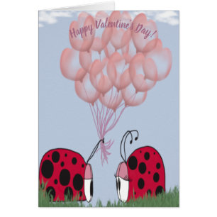 Adorable Ladybug With Pretty Pink Balloon Bouquet