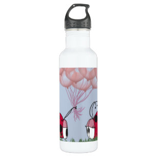 Adorable Ladybug With Pretty Pink Balloon Bouquet 710 Ml Water Bottle