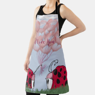 Adorable Ladybug With Pretty Pink Balloon Bouquet Apron