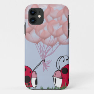 Adorable Ladybug With Pretty Pink Balloon Bouquet iPhone 11 Case