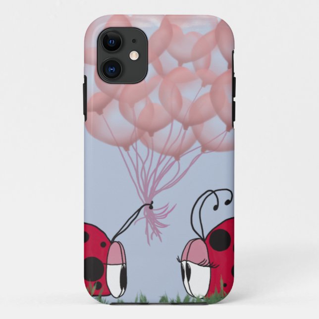 Adorable Ladybug With Pretty Pink Balloon Bouquet Case-Mate iPhone Case (Back)