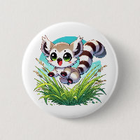 Adorable lemur leaping through tall grass