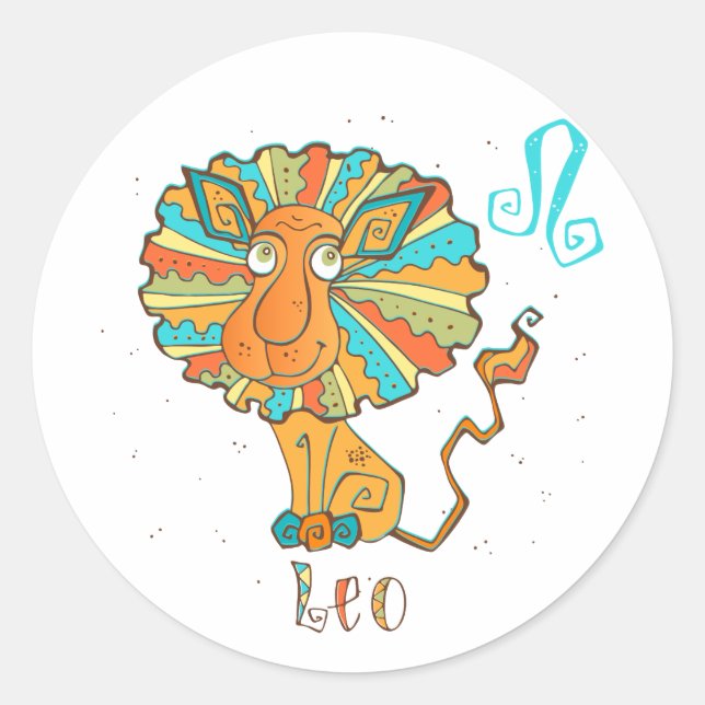 Adorable Leo Lion Classic Round Sticker (Front)
