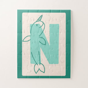 Adorable Letter "O" Otter Alphabet Art Print Jigsaw Puzzle