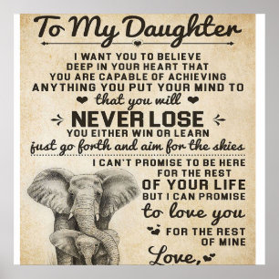 Adorable Letter To Daughter   Lovely Gift Poster