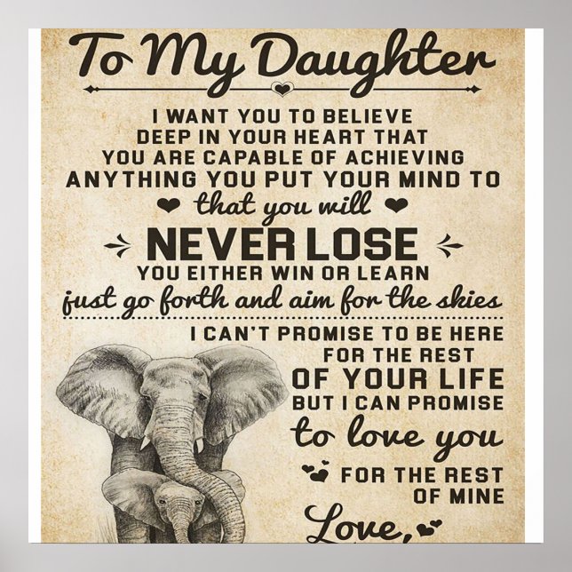 Adorable Letter To Daughter | Lovely Gift Poster (Front)