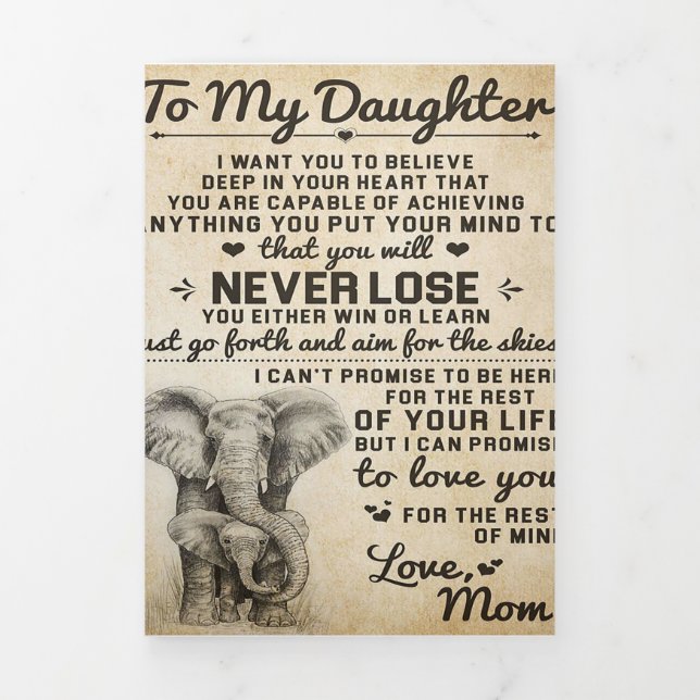 Adorable Letter To Daughter | Lovely Gift Tri-Fold Announcement (Cover)