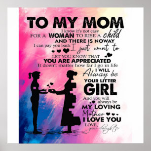 Adorable Letter To Mom   Lovely Gift To My Mom Poster
