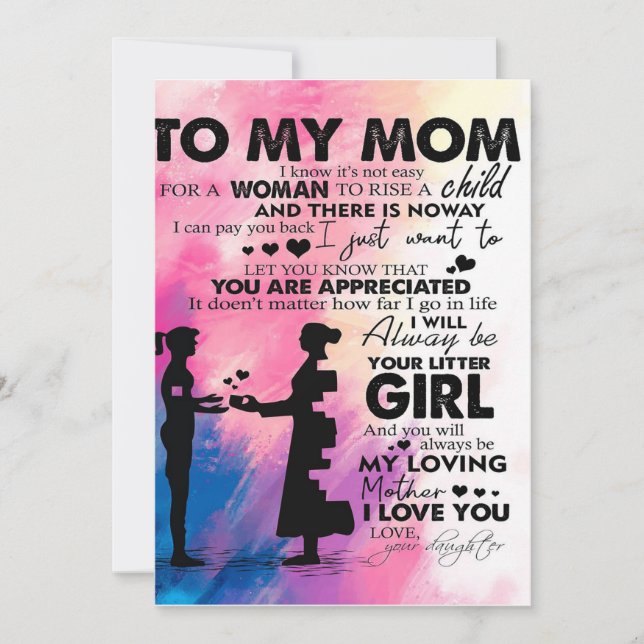 Adorable Letter To Mum | Lovely Gift To My Mum Holiday Card (Front)