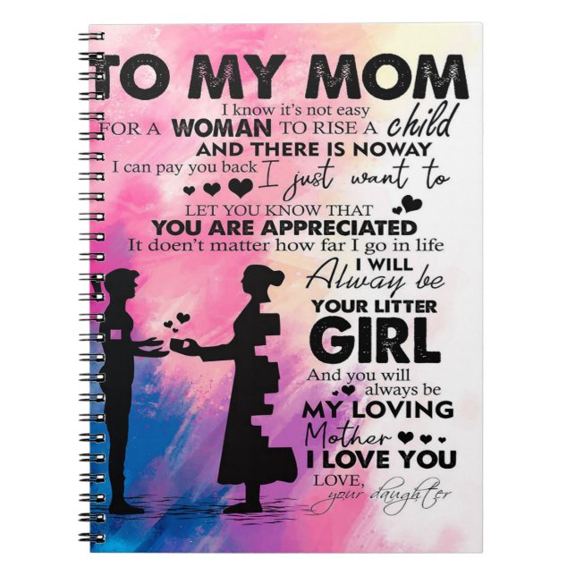 Adorable Letter To Mum | Lovely Gift To My Mum Notebook (Front)