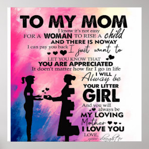 Adorable Letter To Mum   Lovely Gift To My Mum Poster