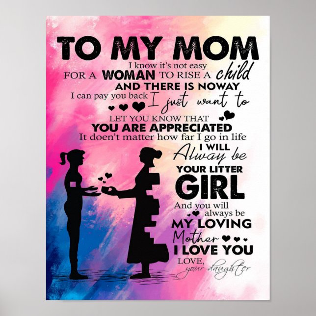 Adorable Letter To Mum | Lovely Gift To My Mum Poster (Front)