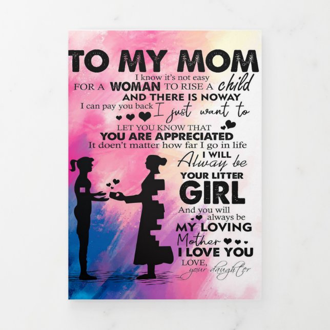 Adorable Letter To Mum | Lovely Gift To My Mum Tri-Fold Announcement (Cover)
