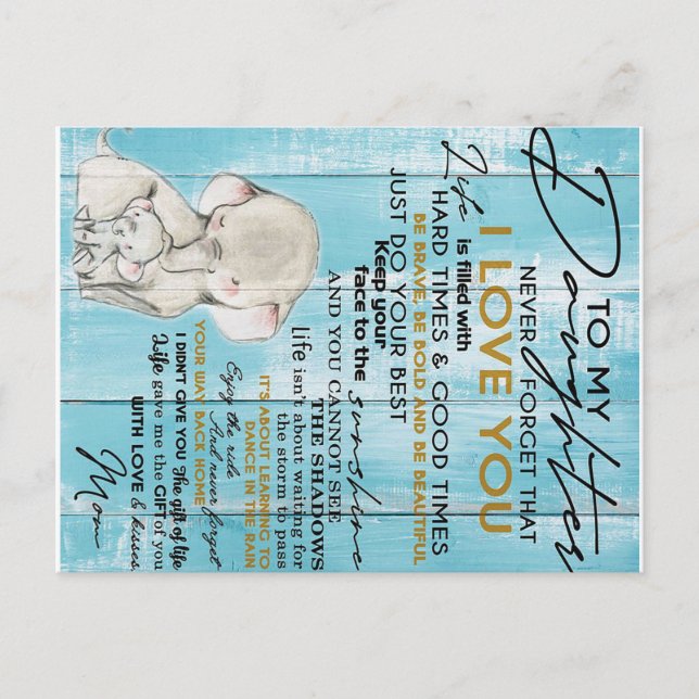 Adorable Letter To My Daughter, Lovely Gift Announcement Postcard (Front)