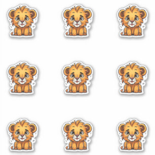 Adorable Lion Cub Sticker Pack