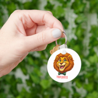 Adorable Lion Mascot with Bowtie Kids Key Ring