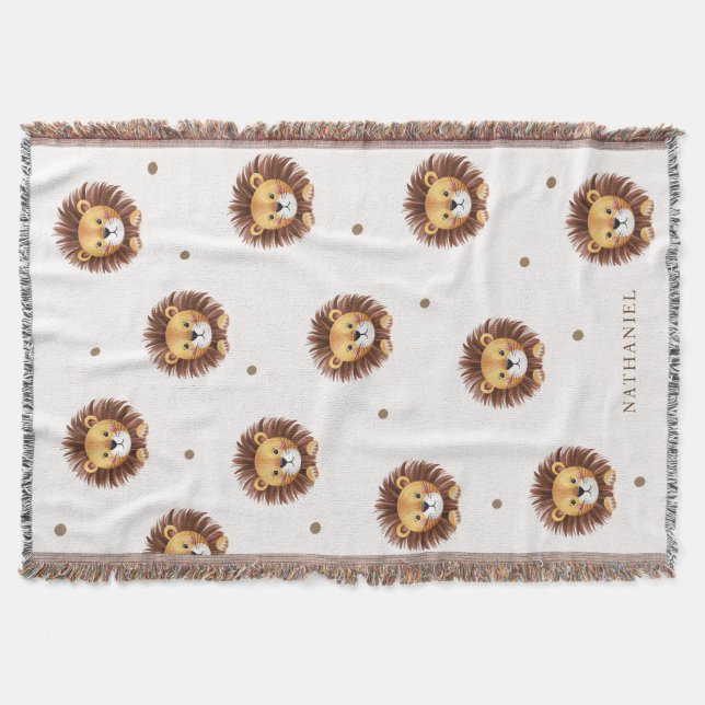 Adorable lion pattern nursery   throw blanket (Front)