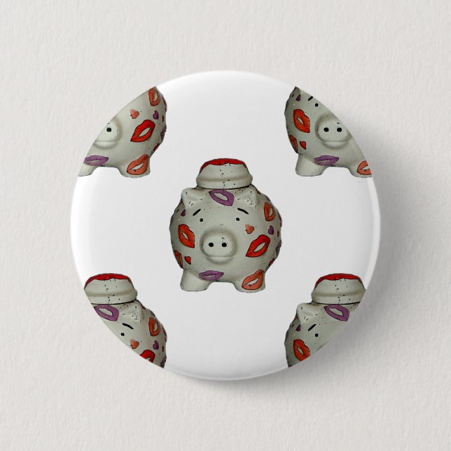 Adorable Lipstick Pig 6 Cm Round Badge (Front)