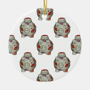 Adorable Lipstick Pig Ceramic Tree Decoration